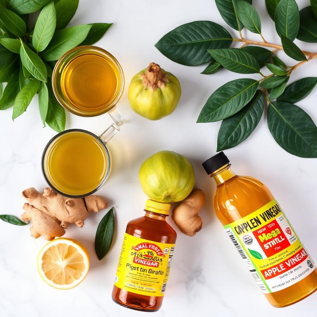 Natural weight loss ingredients flat lay