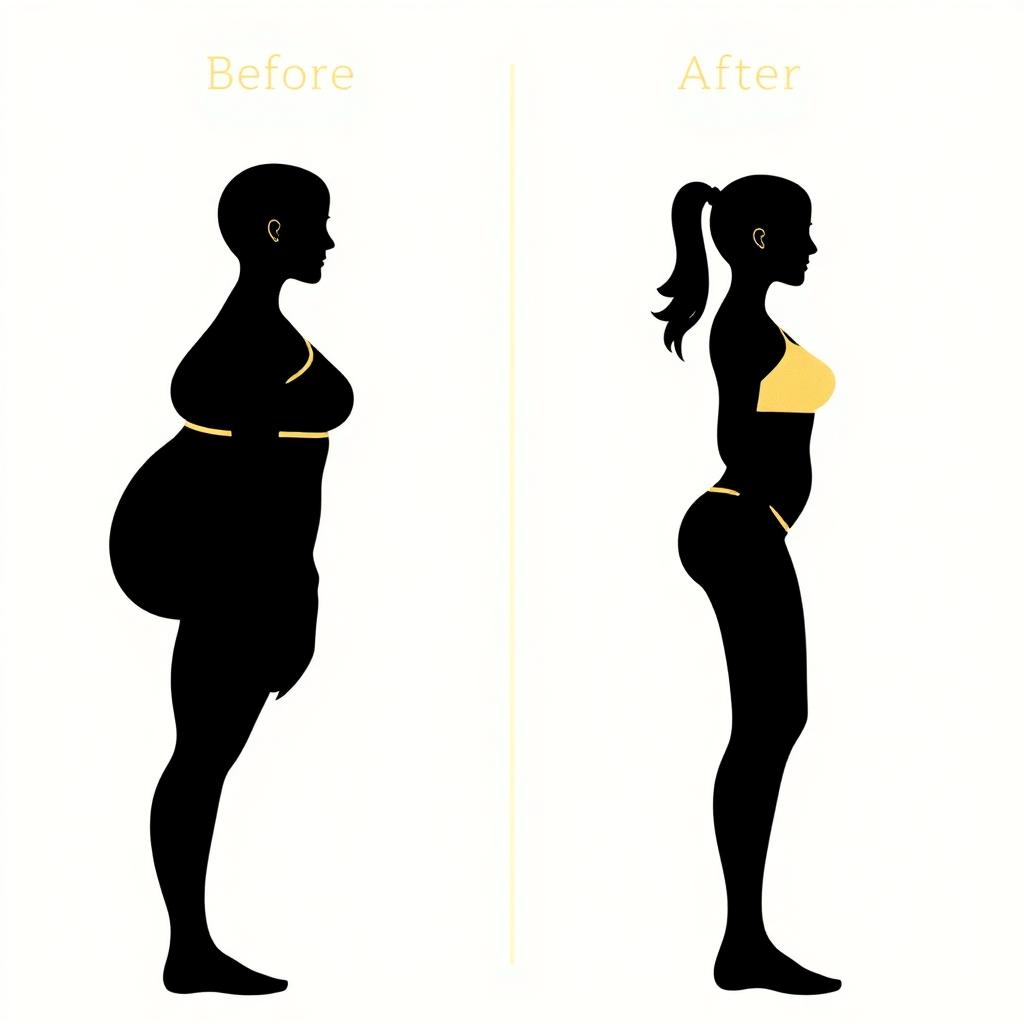 Before and after weight loss silhouette comparison